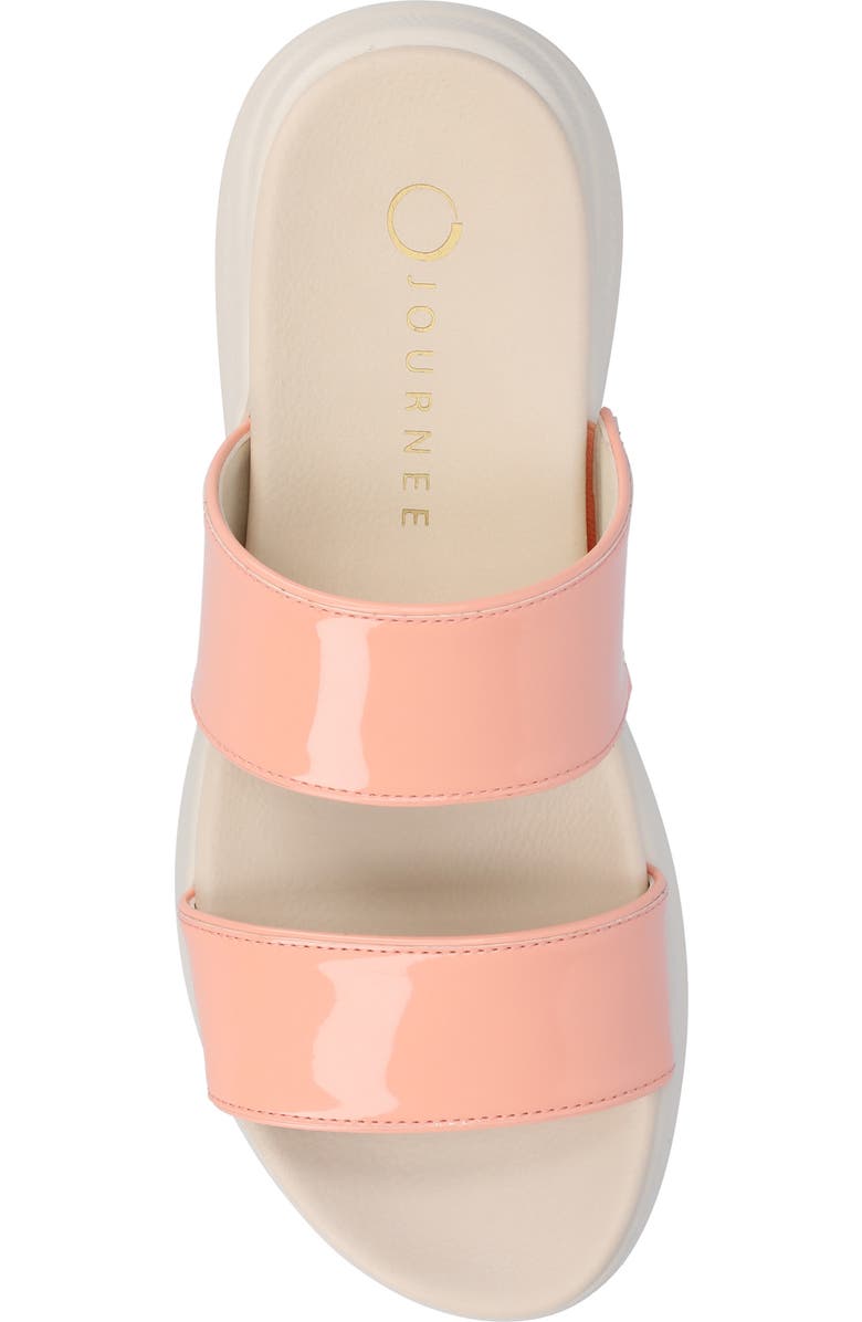 Journee Collection Janis Wedge Slide Sandal, Alternate, color, Patent/ Pink