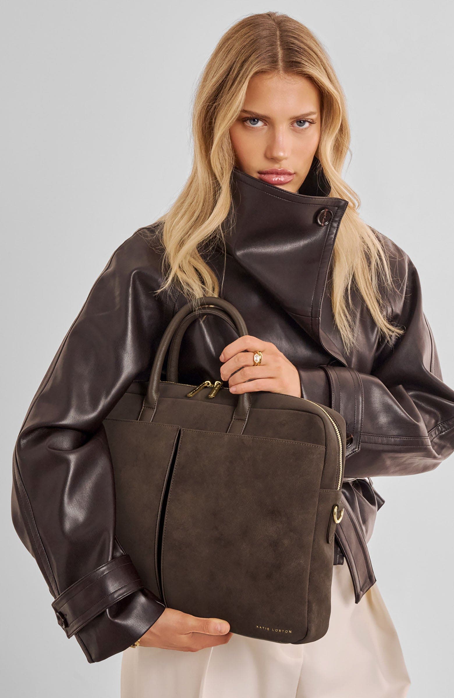City Laptop Bag, Alternate, color, Chocolate Suedette / Chocolate