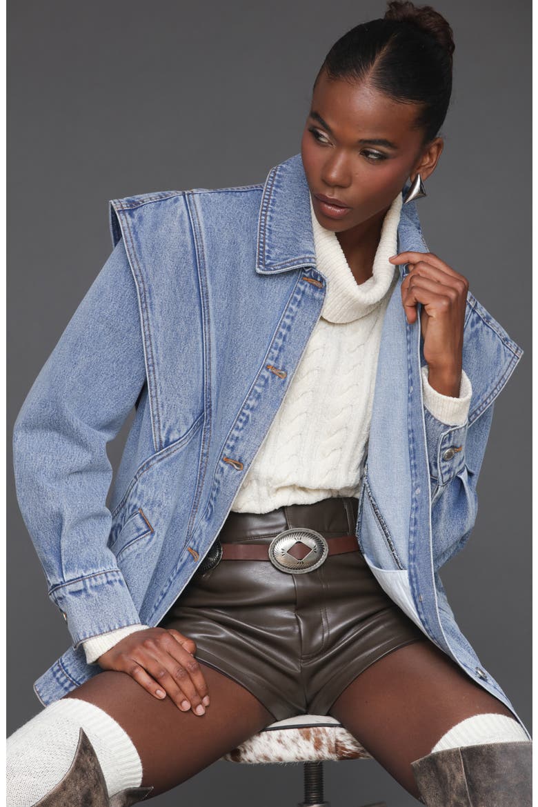 Oversize Denim Jacket, Alternate, color, 80S BLUE WASH
