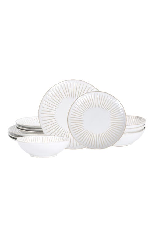 Stone Lain Linea Stoneware 24-piece Dinnerware Set In White