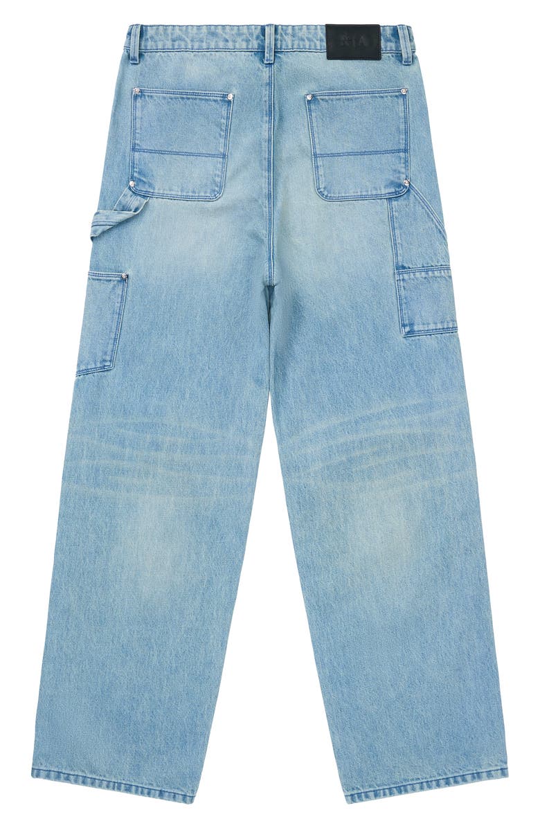 RtA Santiago Relaxed Straight Leg Carpenter Jeans, Alternate, color, Ocean Mist Cross Cut