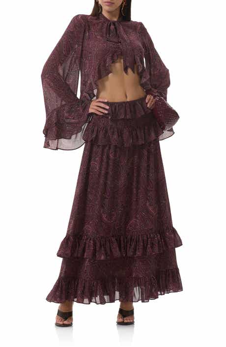 AFRM Aldora Paisley Bell Sleeve Crop Top