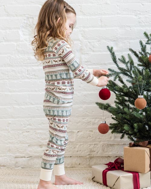 Colored Organics Organic Holiday 2 Piece Long Sleeve Jammie Set In Green