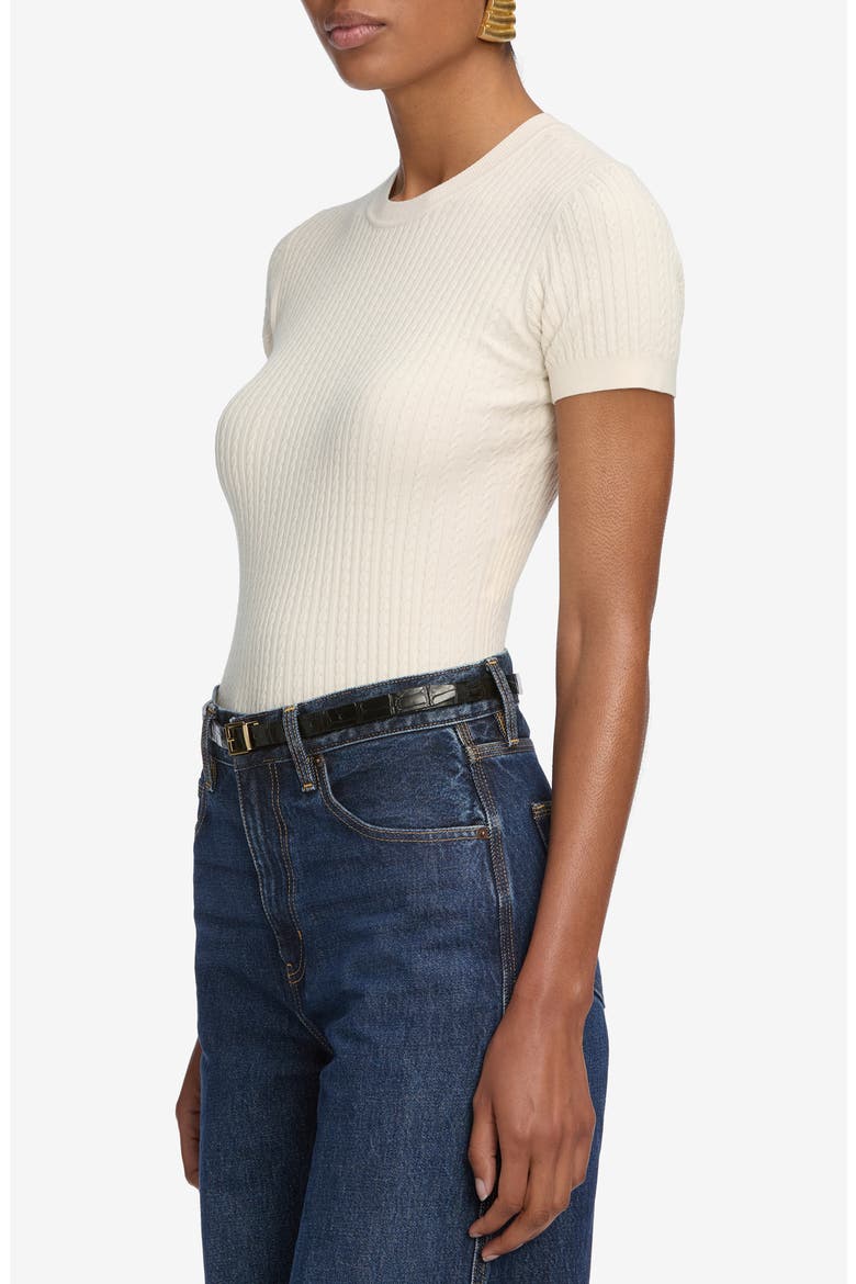 The Fine Cable Knit Top, Alternate, color, CREAM