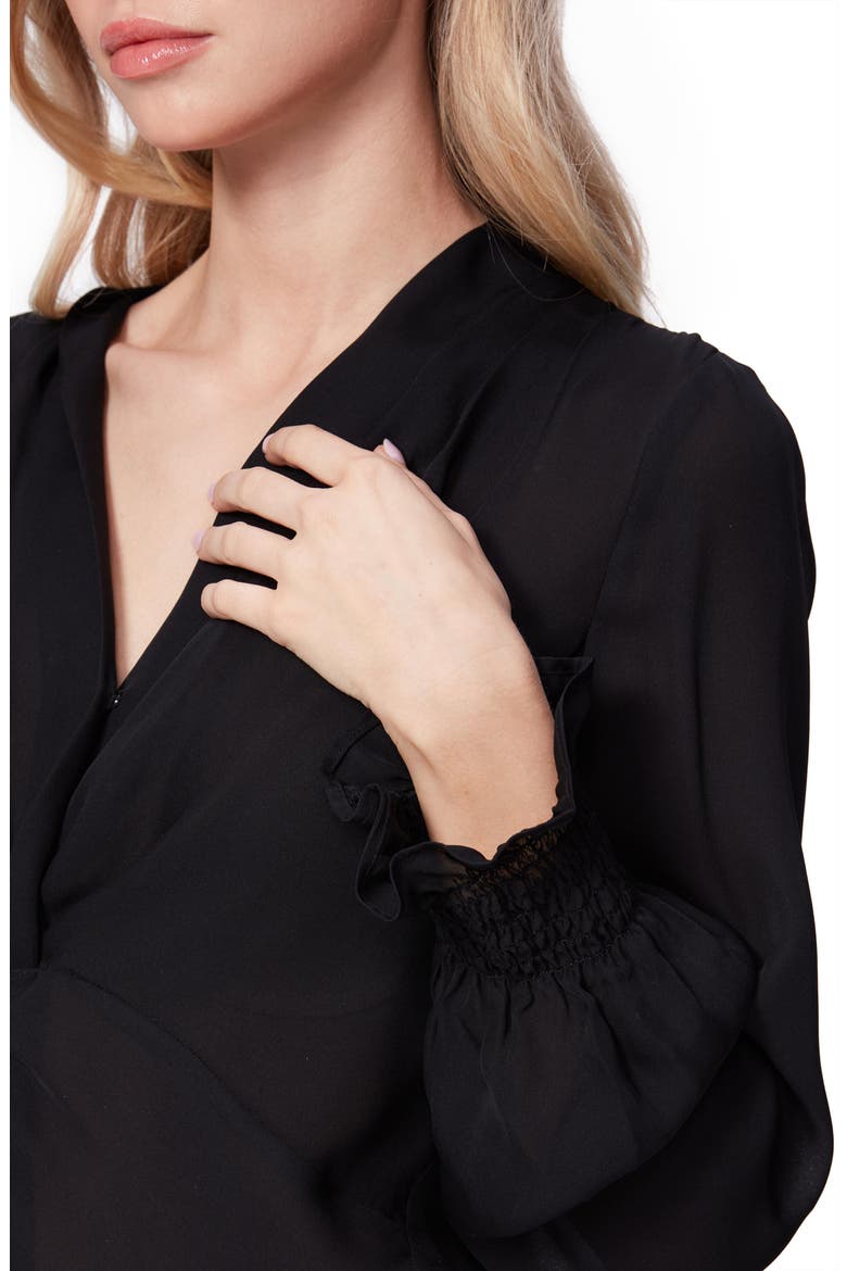 Lorienne Twist Front Silk Top, Alternate, color, BLACK