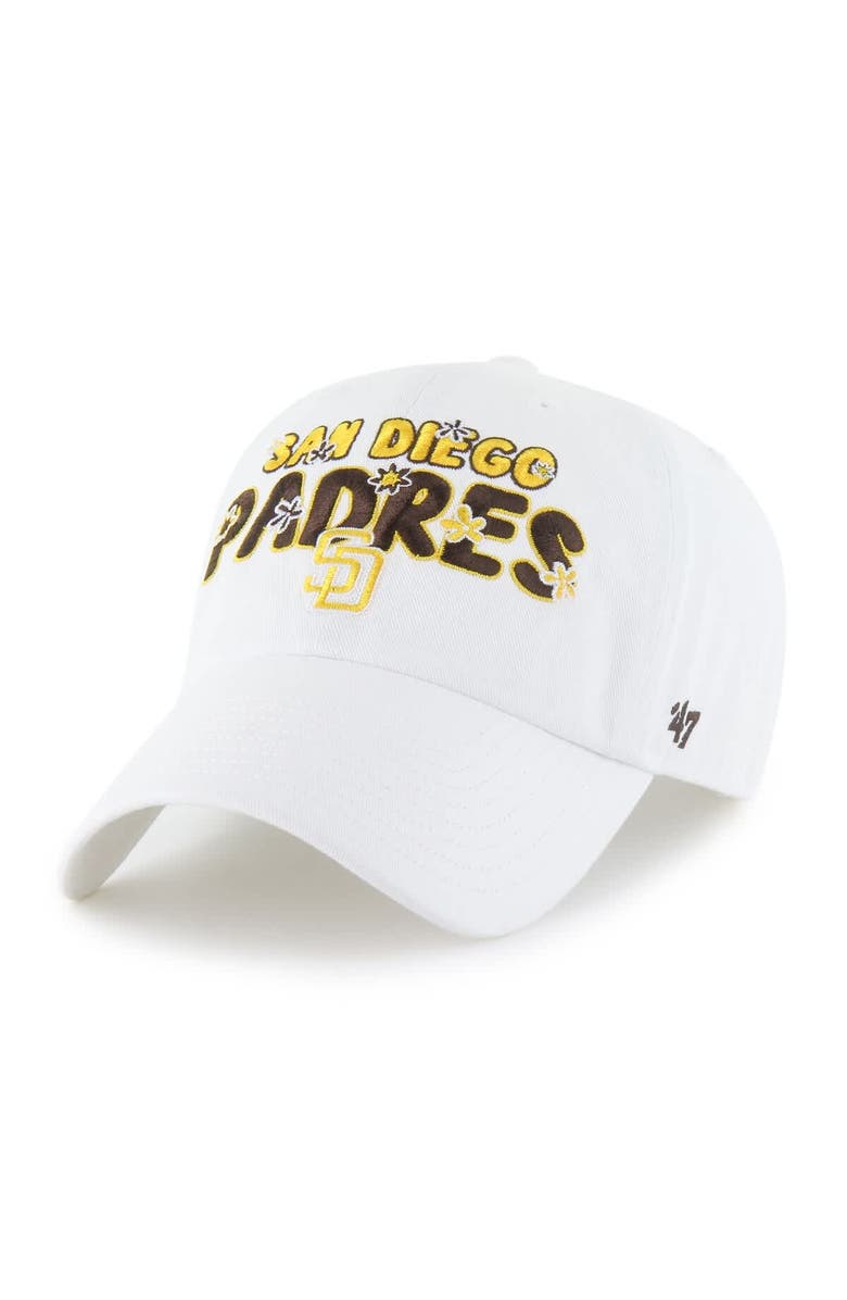 '47 Women's '47 White San Diego Padres Flower Power Clean Up Adjustable Hat, Main, color,
