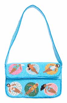 Pool Scene Beaded Shoulder Bag