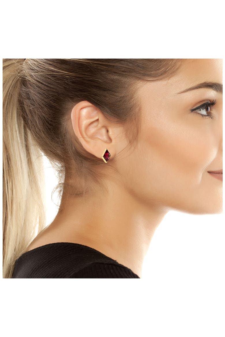 Eagle Square Stud Earrings, Alternate, color, PINK