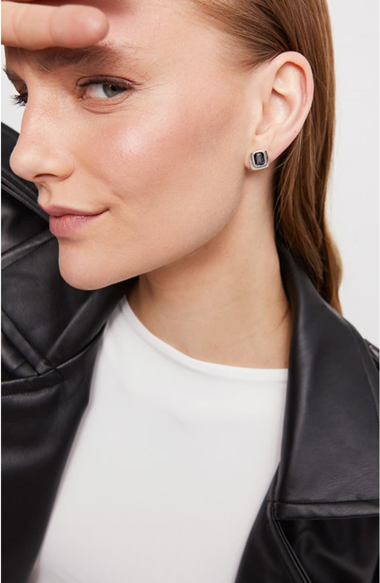 UNODE50 Stud Earrings with Grey Crystal, Alternate, color, 