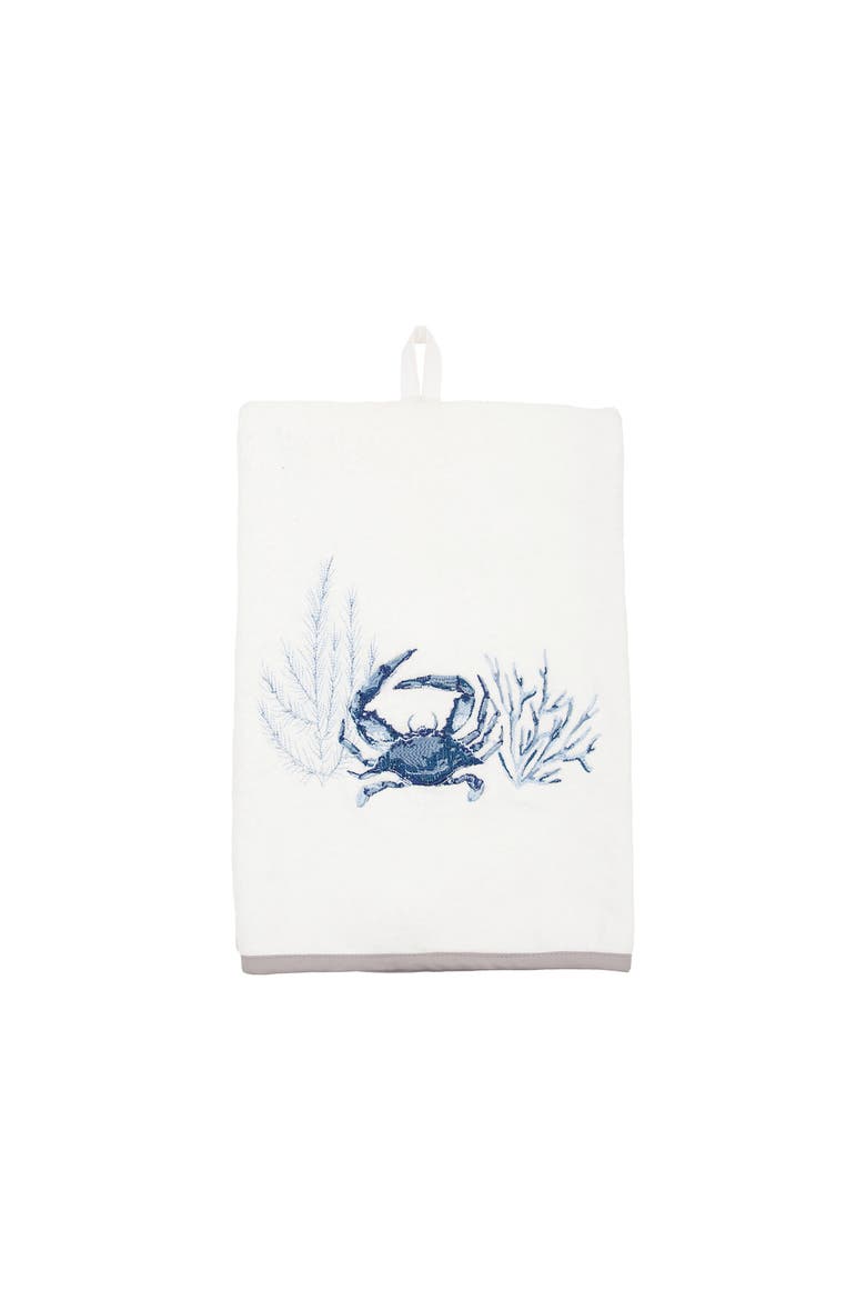 Blue Crab Terrycloth Guest Towel, Alternate, color, White