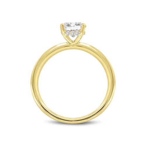 Luvmyjewelry Anastasia 14k Gold Oval Cut Solitaire Hidden Halo Ring In 14k Yellow Gold