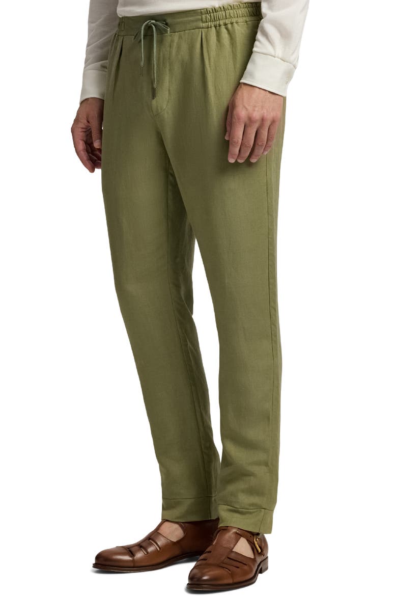 Dorset Drawstring Silk & Linen Pants, Alternate, color, FERN GREEN