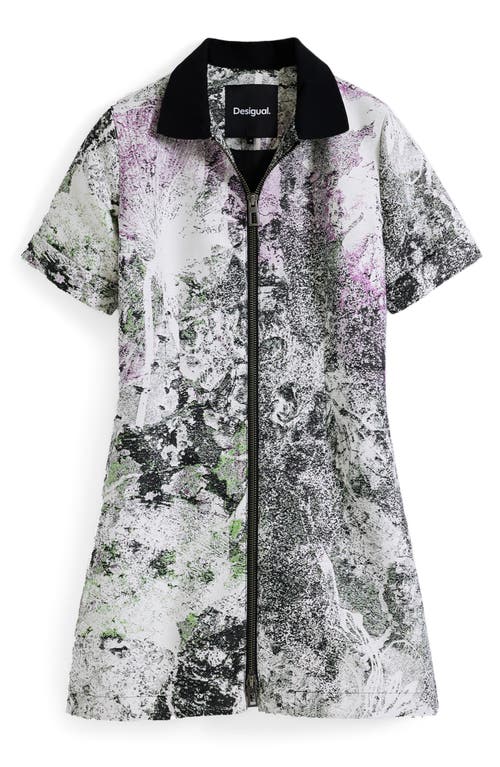 Desigual Mixed Print Zip Front Dress In Multi