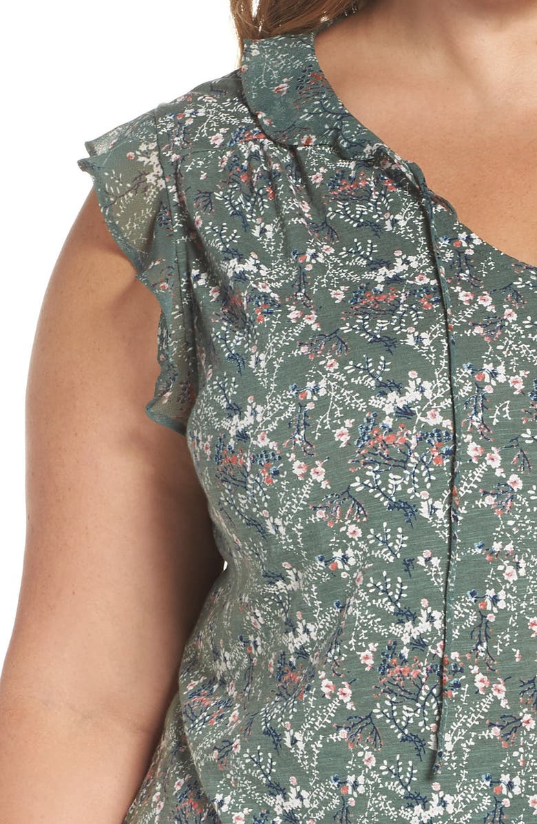 Lucky Brand Flutter Sleeve Floral Top, Alternate, color, 