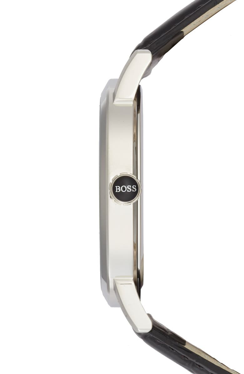BOSS HUGO BOSS Round Leather Strap Watch, 40mm, Alternate, color, 