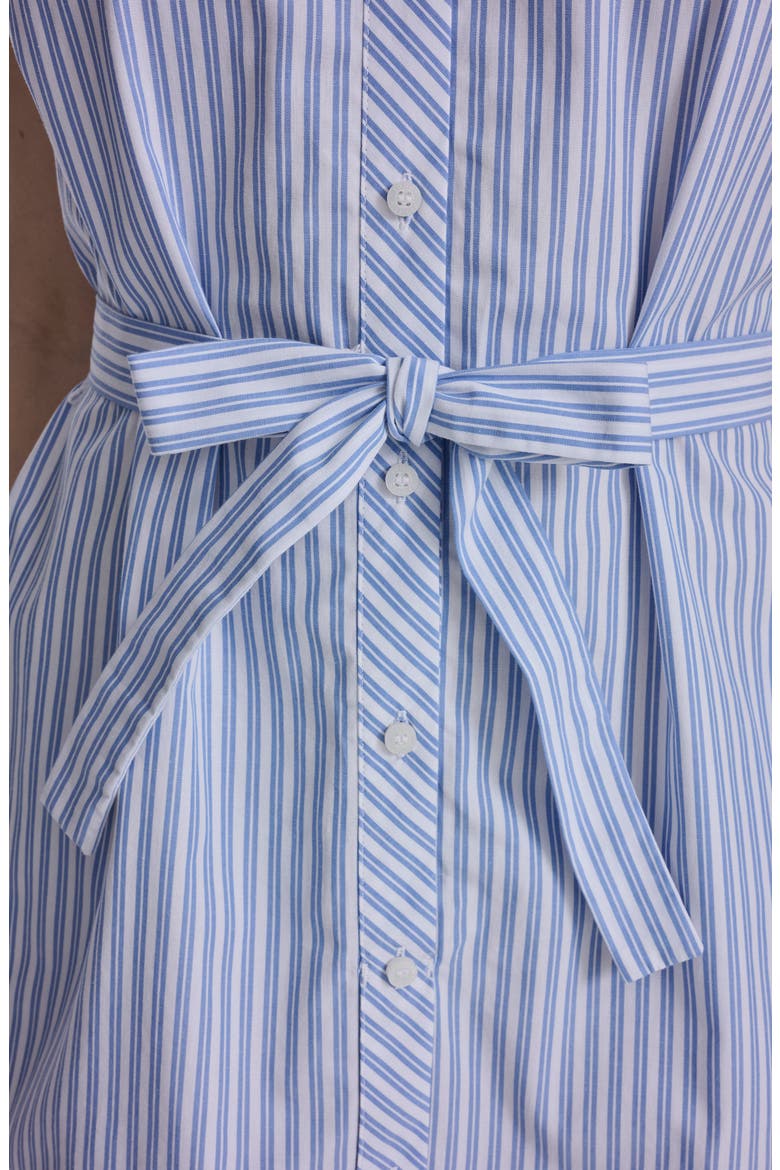Sleeveless Cotton Shirtdress, Alternate, color, BRIGHT WHITE/ MARINA BLUE