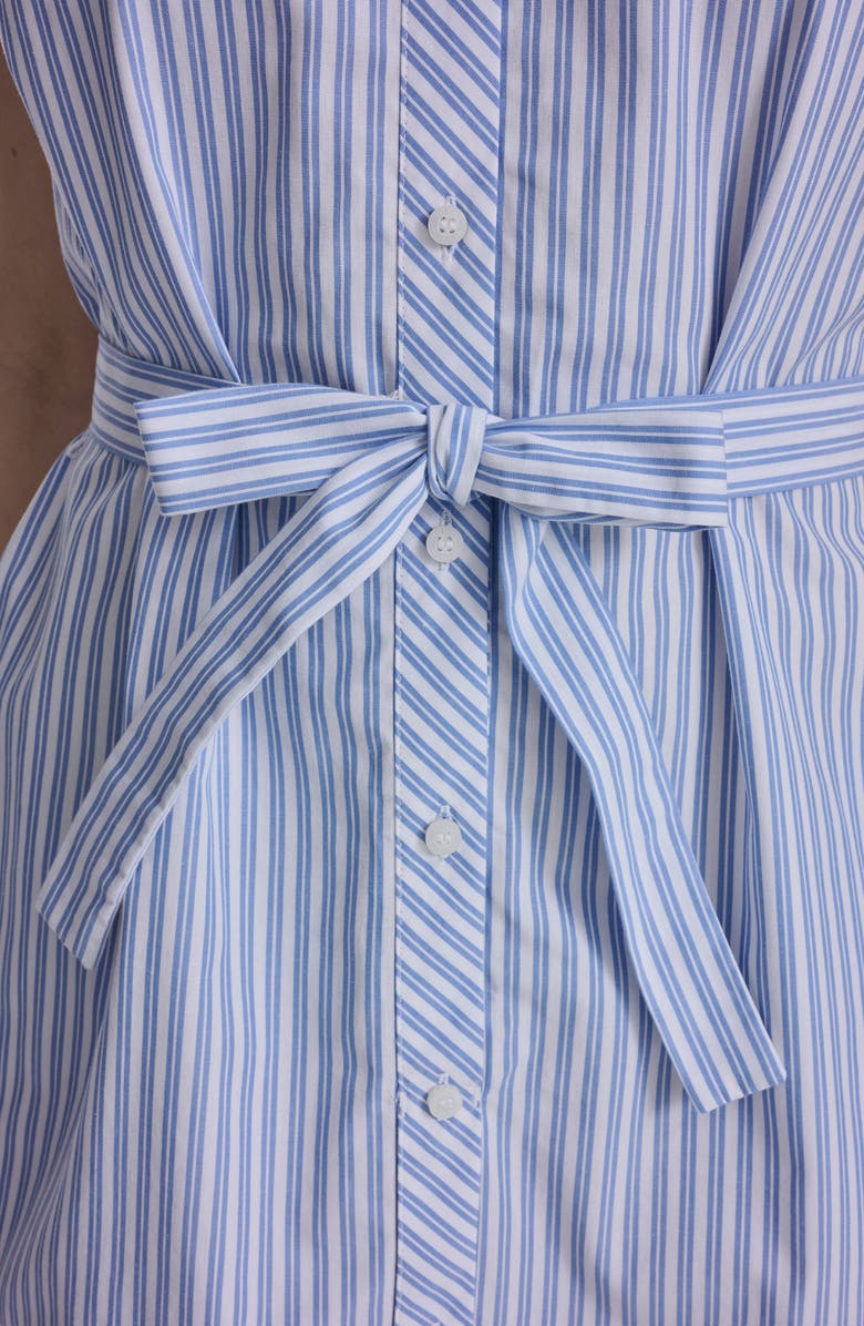 Tommy Hilfiger Sleeveless Cotton Shirtdress, Alternate, color, Bright White/ Marina Blue