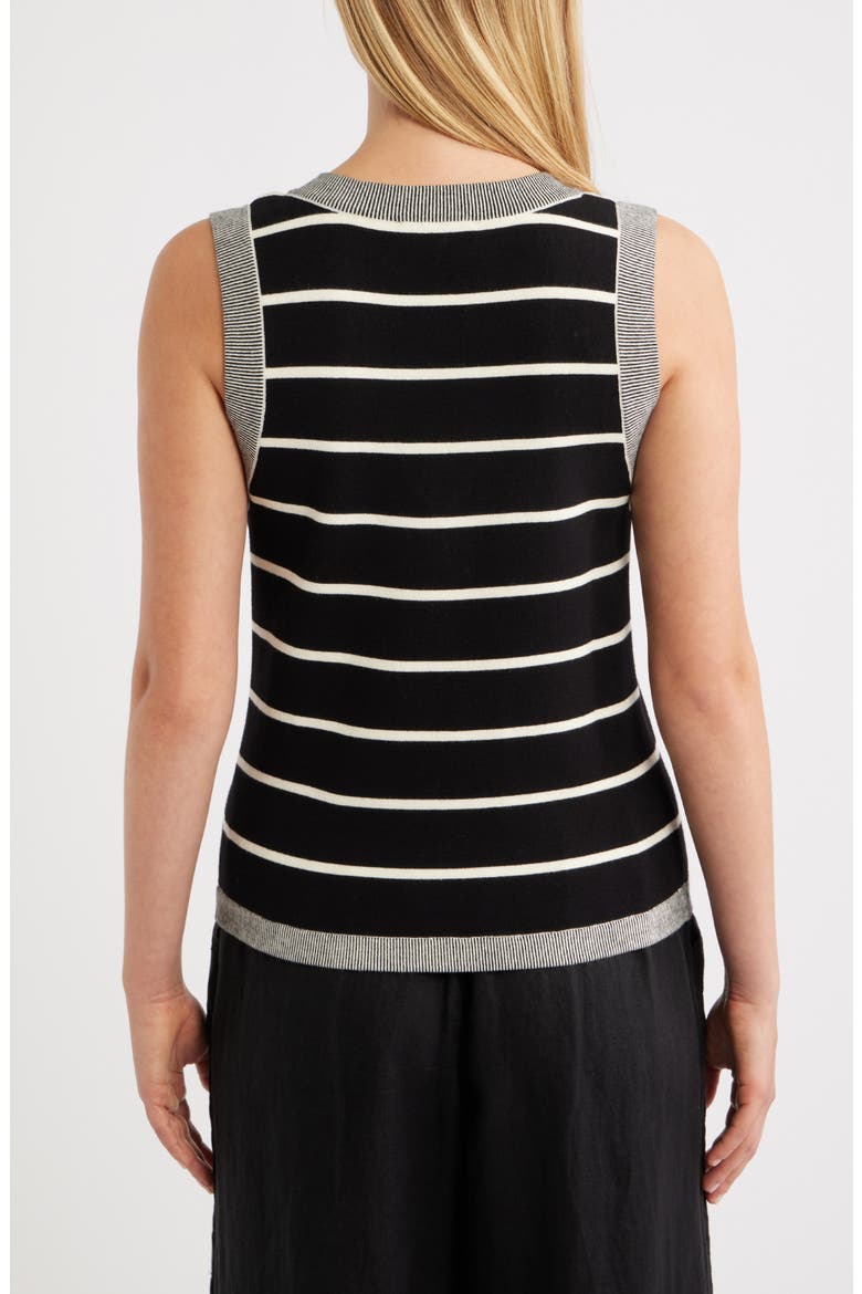 Stripe V-Neck Sweater Vest, Alternate, color, BLACK/ ECRU