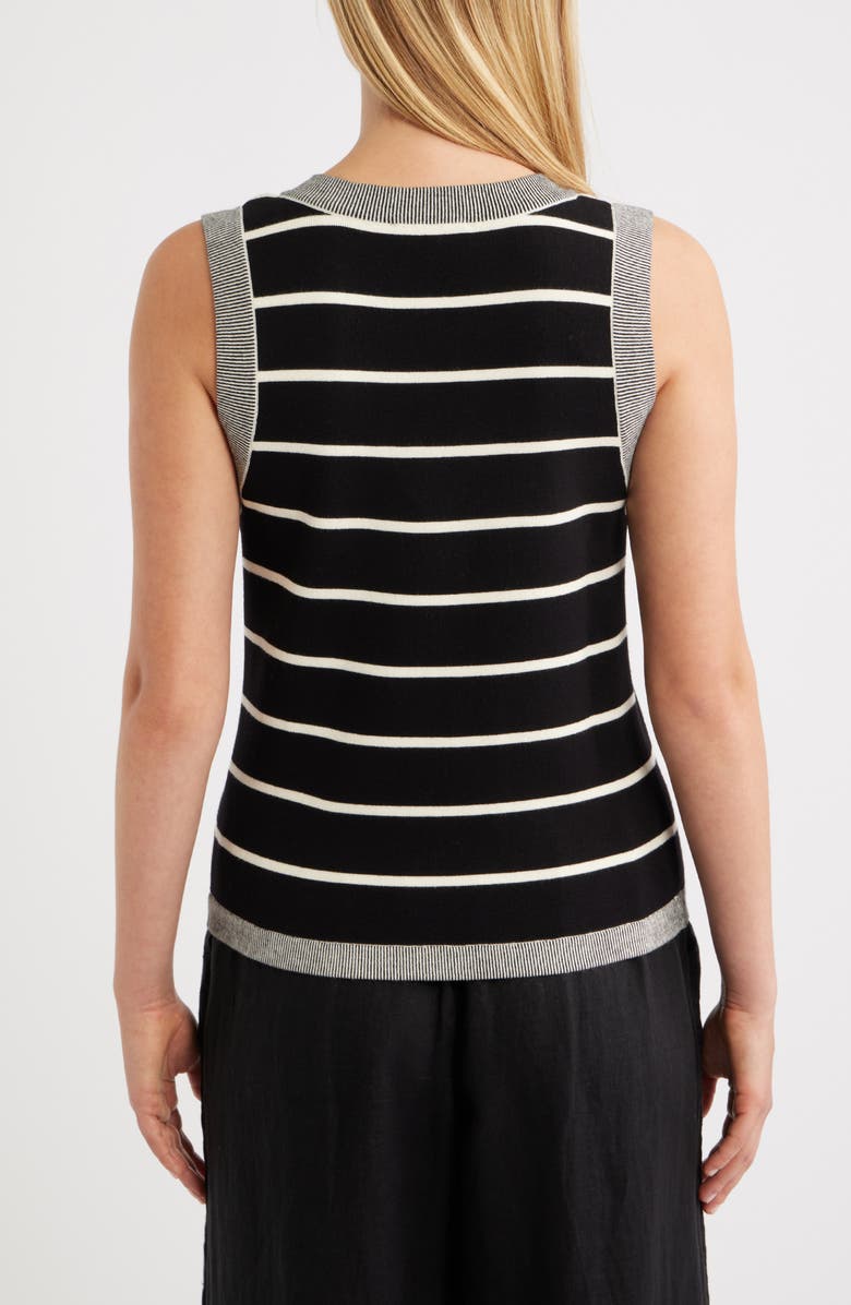 Wit & Wisdom Stripe V-Neck Sweater Vest, Alternate, color, Black/ Ecru