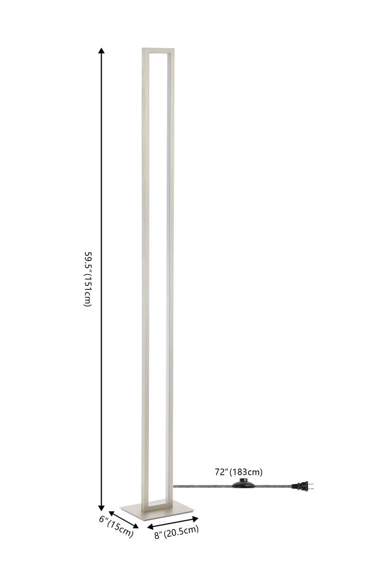 Johan 59.5" Modern Minimalist Aluminum Integrated Tower LED Floor Lamp, Nickel, Alternate, color, Nickel