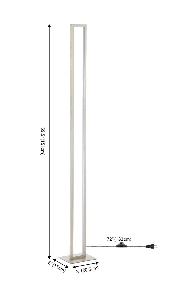 JONATHAN Y Johan 59.5" Modern Minimalist Aluminum Integrated Tower LED Floor Lamp, Nickel, Alternate, color, Nickel