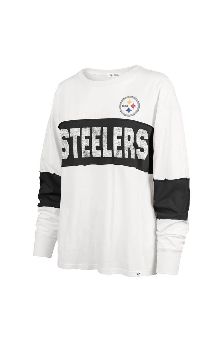 '47 Women's '47 Cream Pittsburgh Steelers Clubhouse Pride Taylor Long Sleeve T-Shirt, Alternate, color,