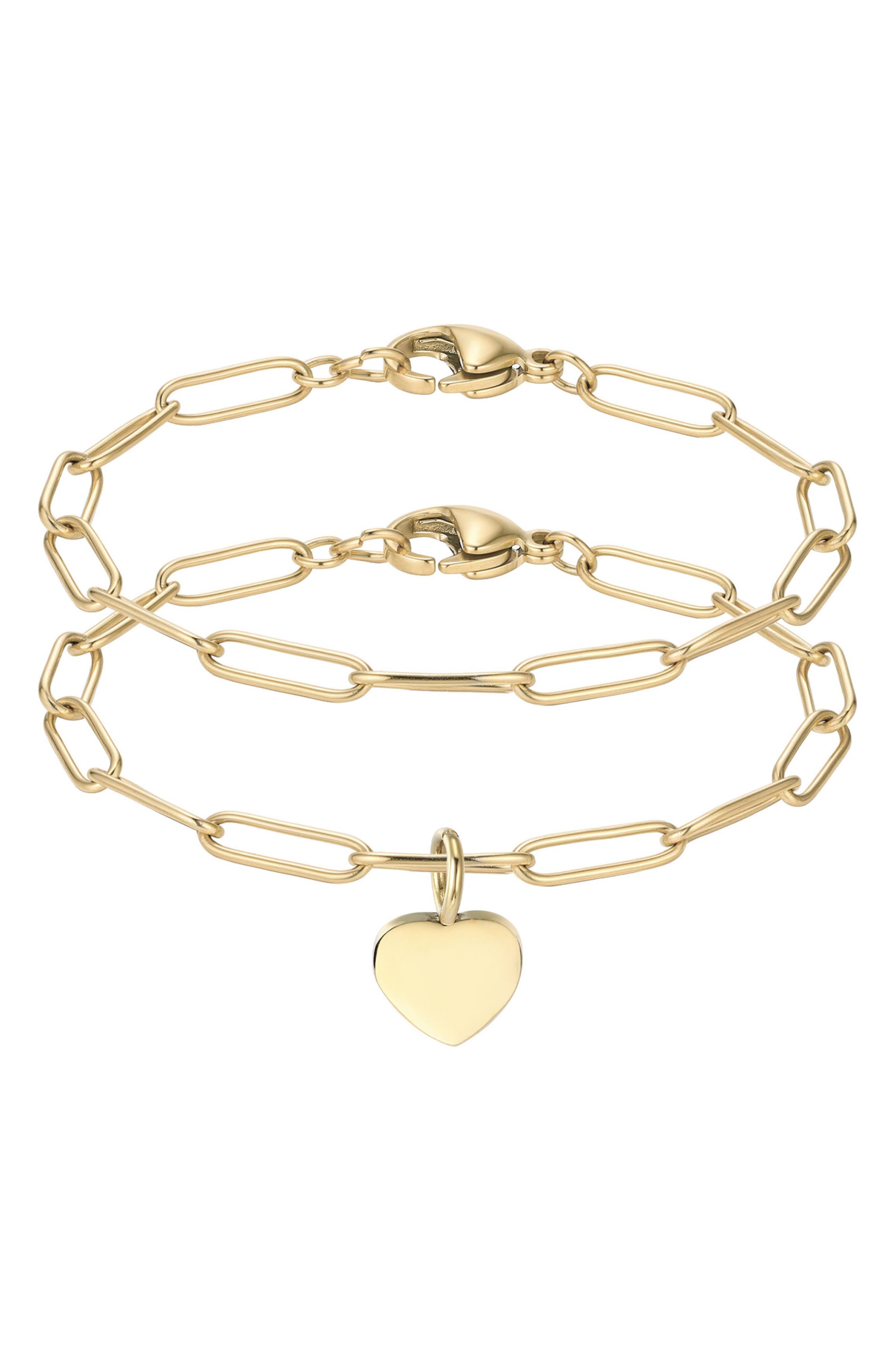 Adornia Set of 2 Assorted Paper Clip Chain Bracelets