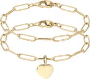 Adornia Set of 2 Assorted Paper Clip Chain Bracelets