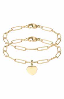 Adornia Set of 2 Assorted Paper Clip Chain Bracelets