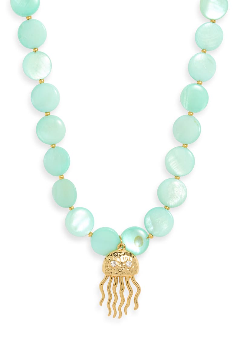 Jellyfish Pendant Necklace, Main, color, AQUA