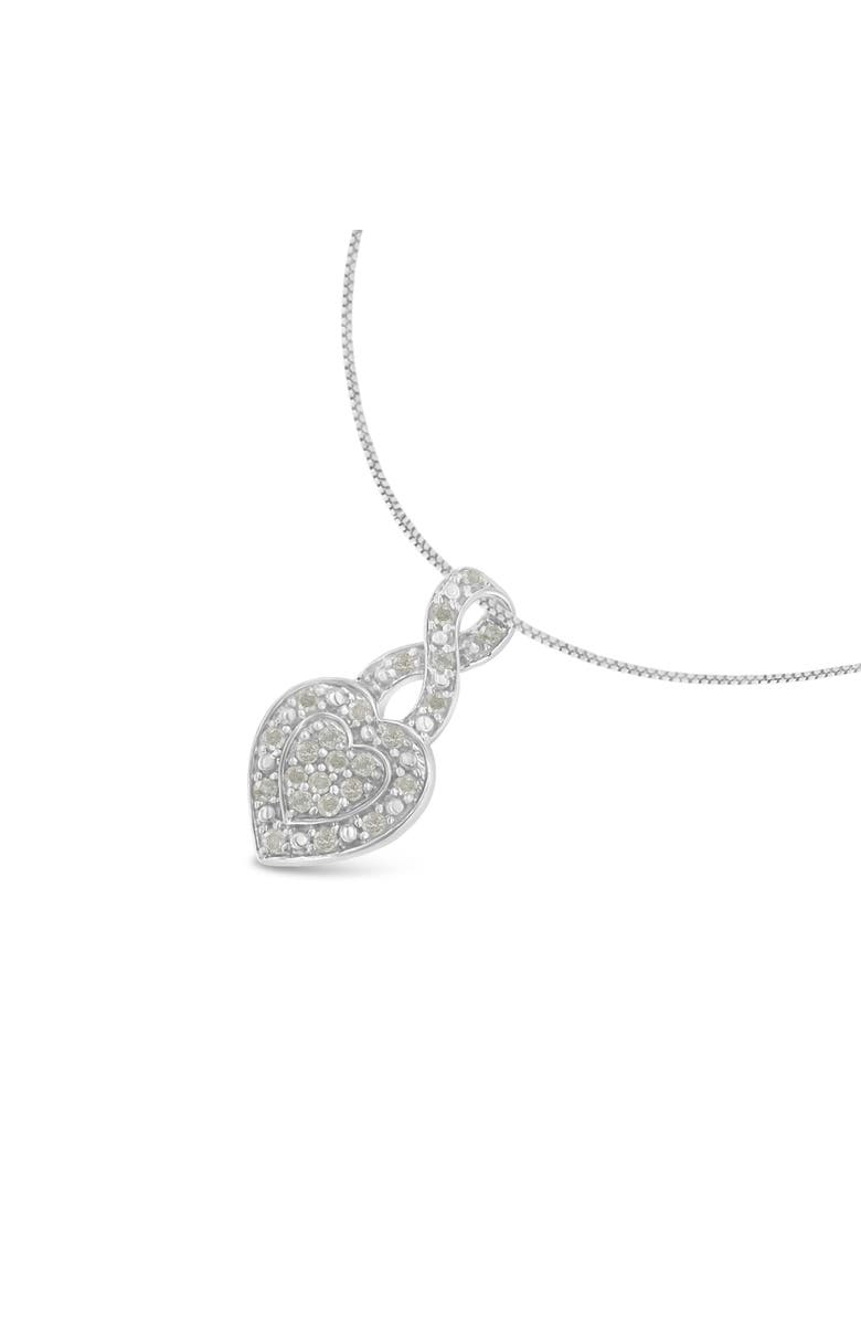 Haus of Brilliance .925 Sterling Silver 1/3 Cttw Diamond Awareness Ribbon Halo Heart Pendant Necklace, Alternate, color, Silver