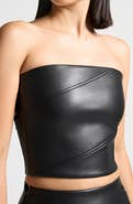 Manière De Voir Bandeau Leather Corset Top