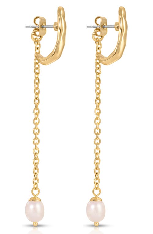 Ettika Lux Cultured Freshwater Pearl Linear Drop Earrings In 18k Gold Plated In Gold