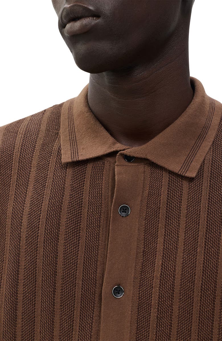 rag & bone Harvey Long Sleeve Knit Button-Up Shirt, Alternate, color, Coffee