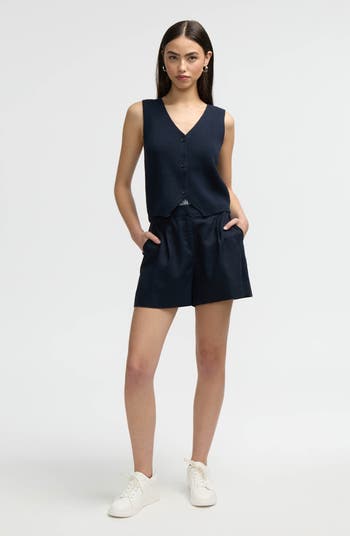 High Waist Twill Shorts