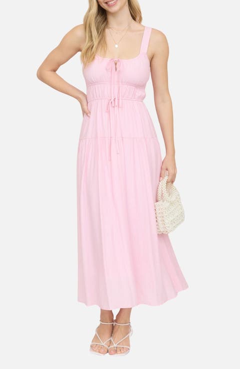 Front Tie Fit & Flare Midi Dress