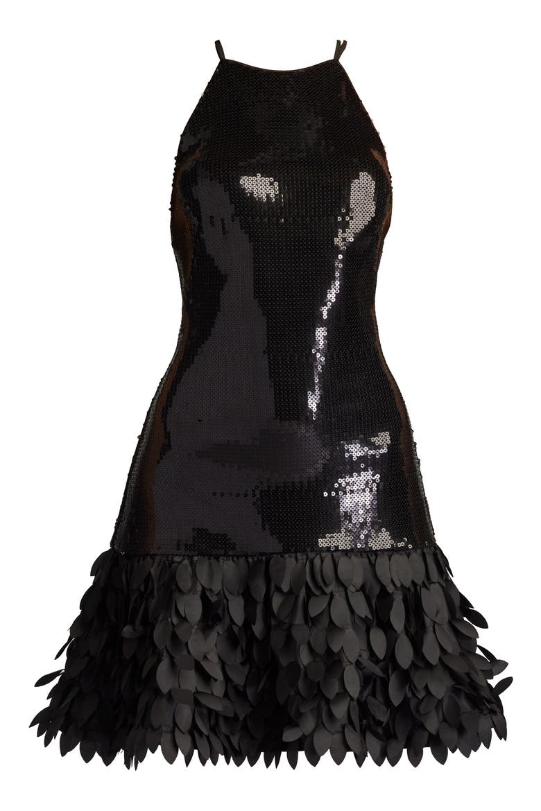 Sleeveless Sequin A-Line Dress, Alternate, color, BLACK