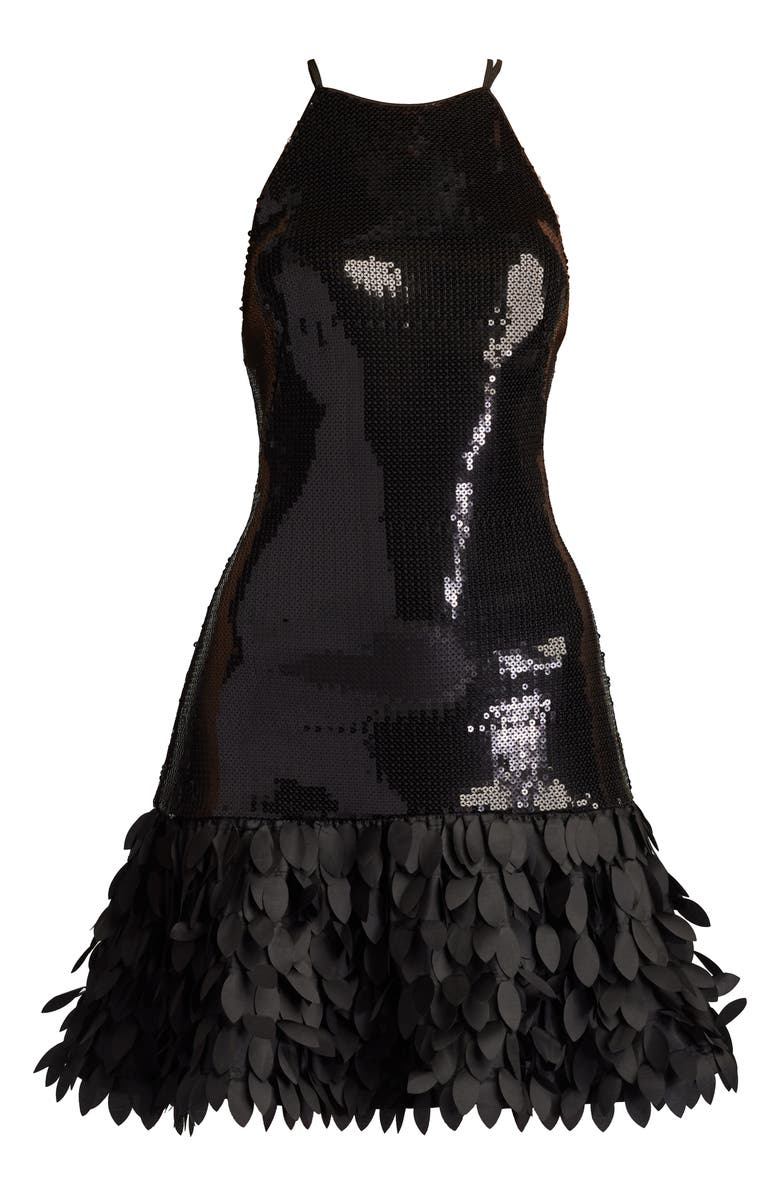 Tadashi Shoji Sleeveless Sequin A-Line Dress, Alternate, color, Black