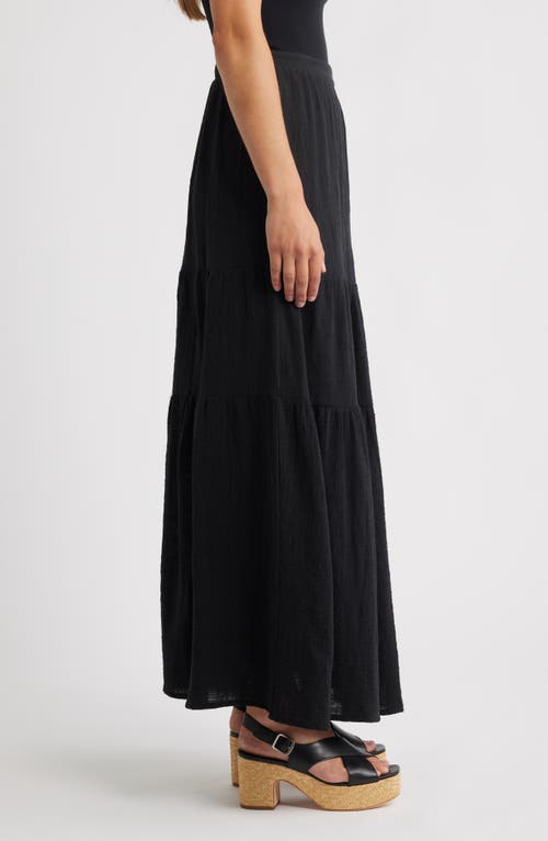 Bobeau Tiered Cotton Maxi Skirt In Black