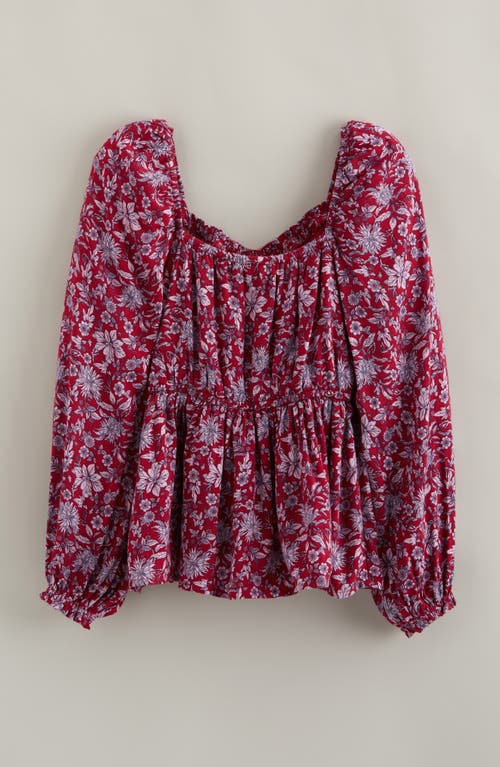 Treasure & Bond Kids' Floral Smocked Peplum Top In Multi