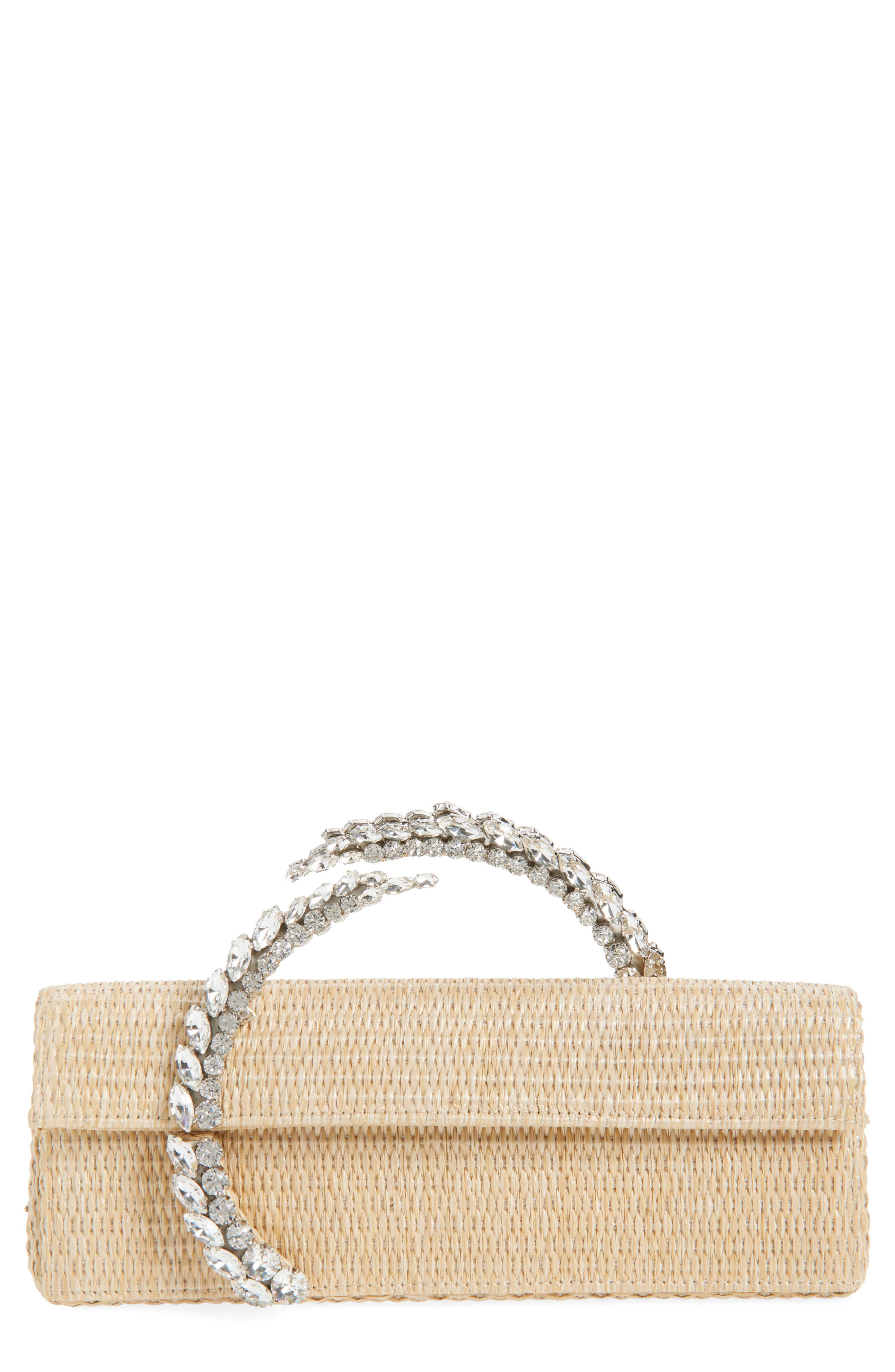 L’alingi Karma Crystal Handle Clutch, Main, color, Beige