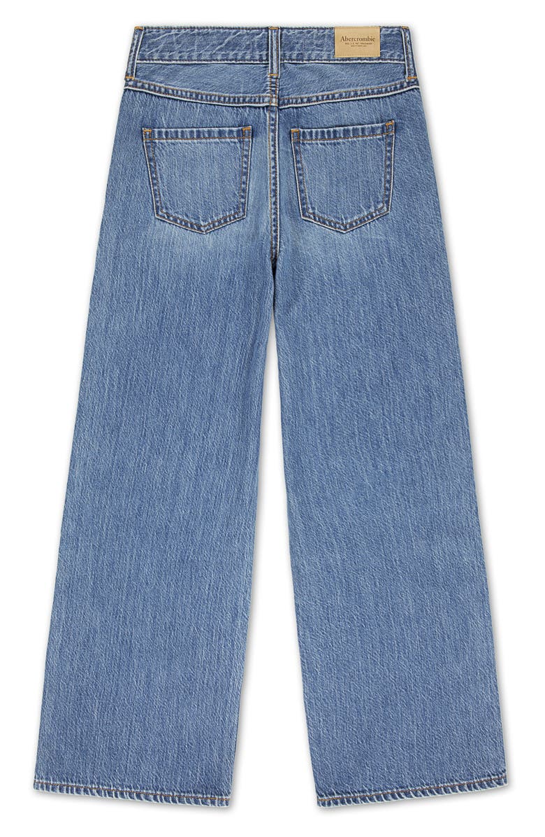 abercrombie kids Kids' Ripped High Waist Wide Leg Jeans, Alternate, color, Mgyanf Dus
