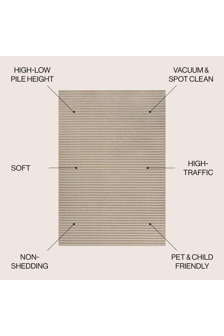 Aarhus High-Low Minimalist Scandi Striped Indoor/Outdoor Area Rug, Alternate, color, Beige/Cream