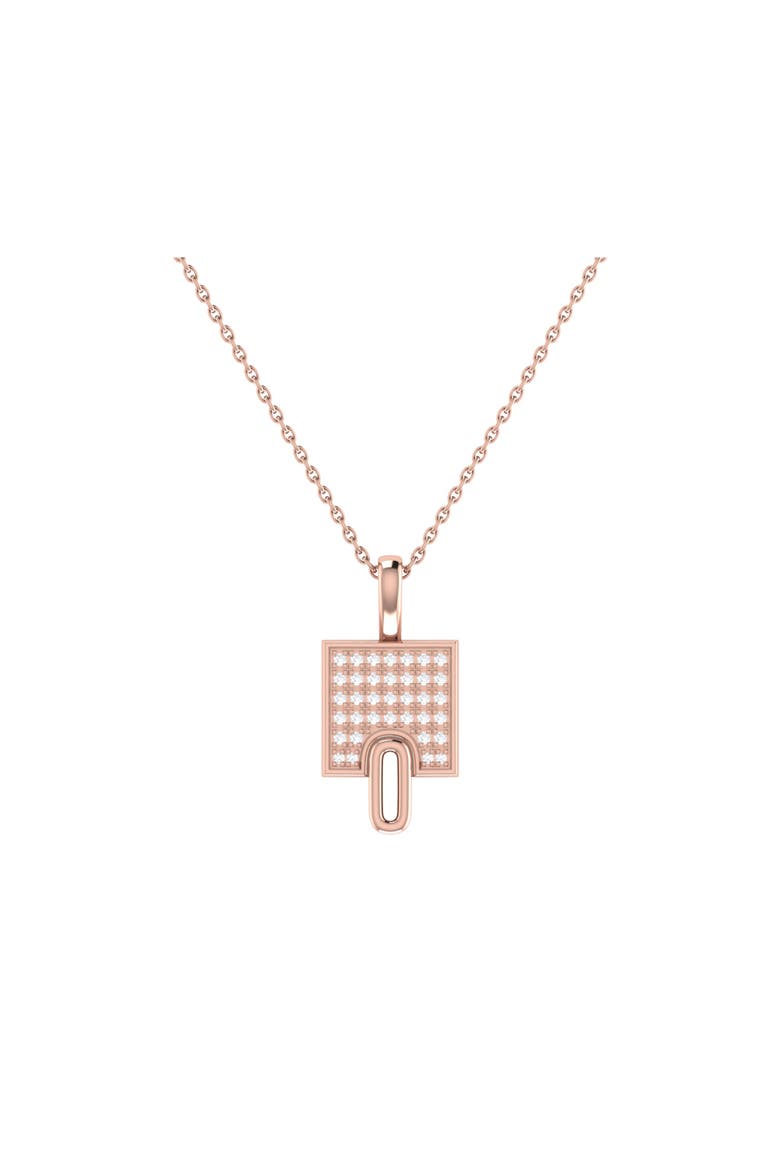 Sidewalk Square Sterling Silver Diamond Chain Pendant, Main, color, 14KT Rose Gold Vermeil
