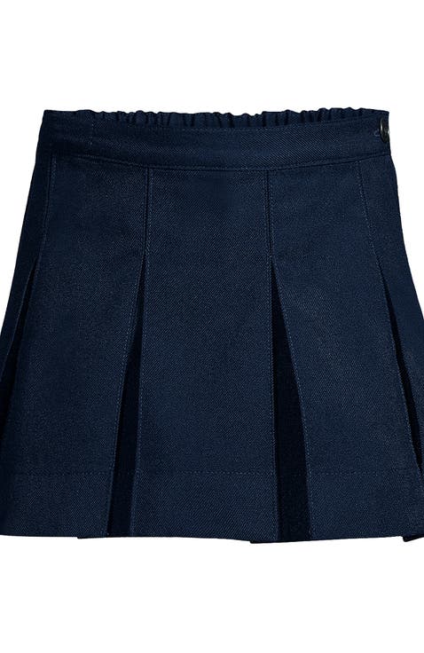 School Uniform Girls Solid Box Pleat Skirt Above Knee