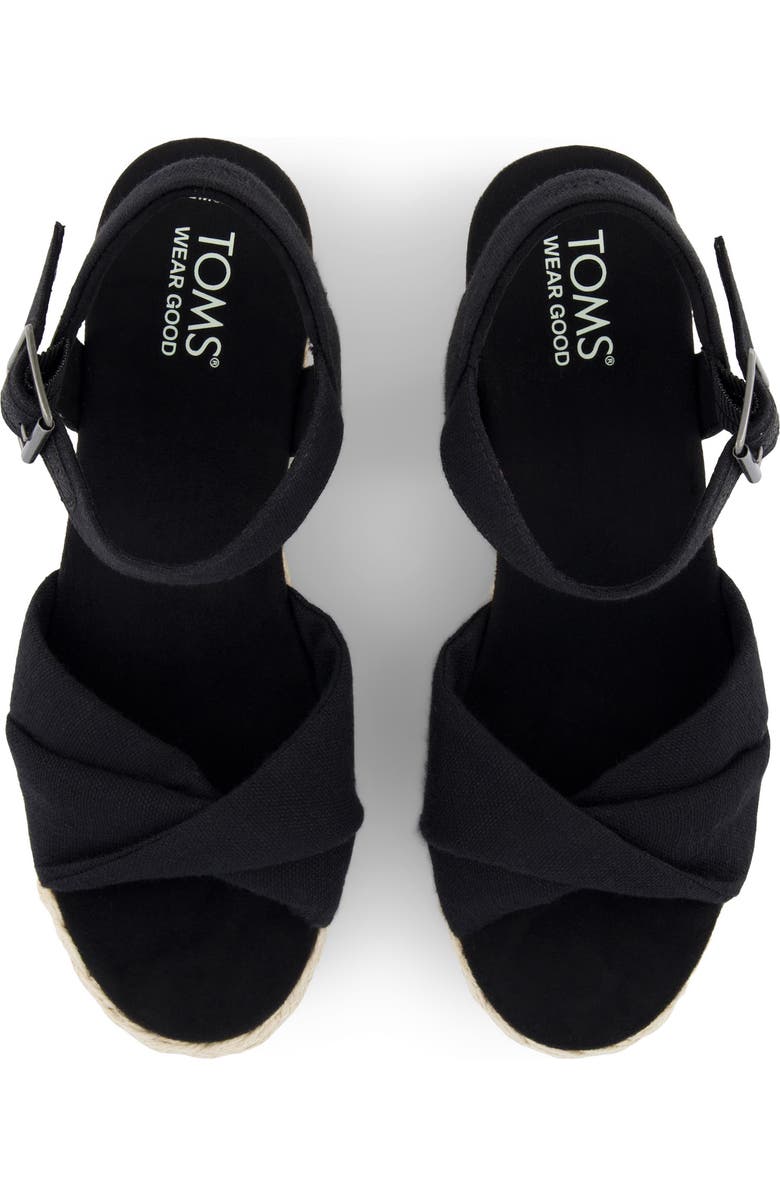 TOMS Kinsley Ankle Strap Espadrille Platform Wedge Sandal, Alternate, color, Black