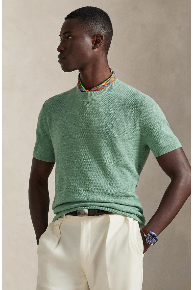 Textured Seed Stitch Cotton & Linen Sweater, Alternate, color, FADED MINT