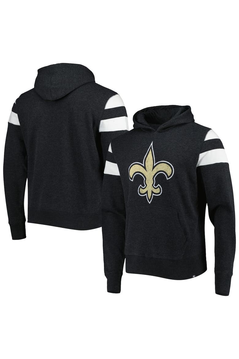 Men's '47 Heathered Black New Orleans Saints Premier Nico Pullover Hoodie, Main, color, Black
