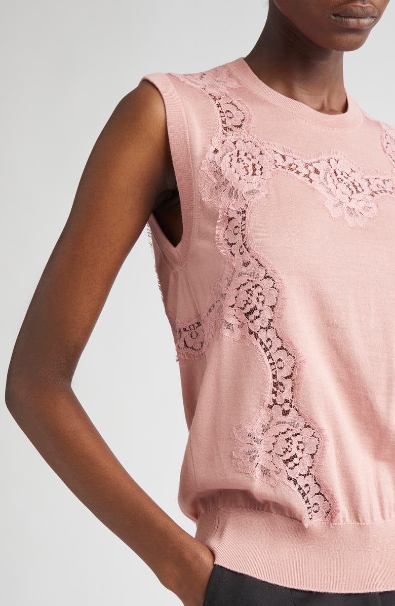 Dolce&Gabbana Lace Trim Sweater Tank, Alternate, color, Rosa Polvere Scuro