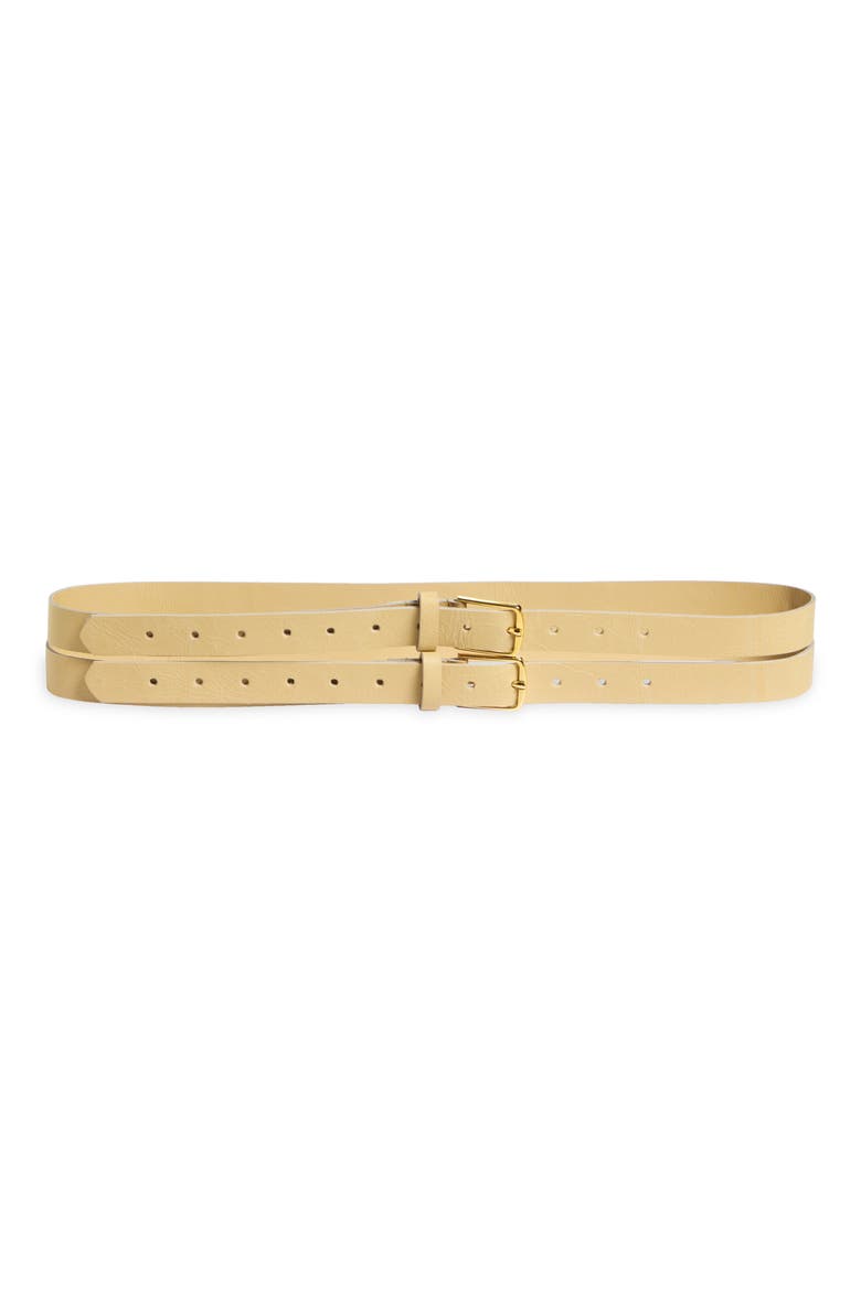 Mallorca Double Leather Belt, Main, color, TRENCH